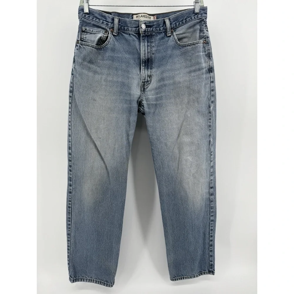 Levi's 550 Size 36x32 Blue Denim Jeans Relaxed Fit Straight Leg Red Tab
